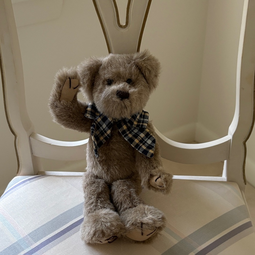 Bearington Plush Teddy Bear with Checkered Bow